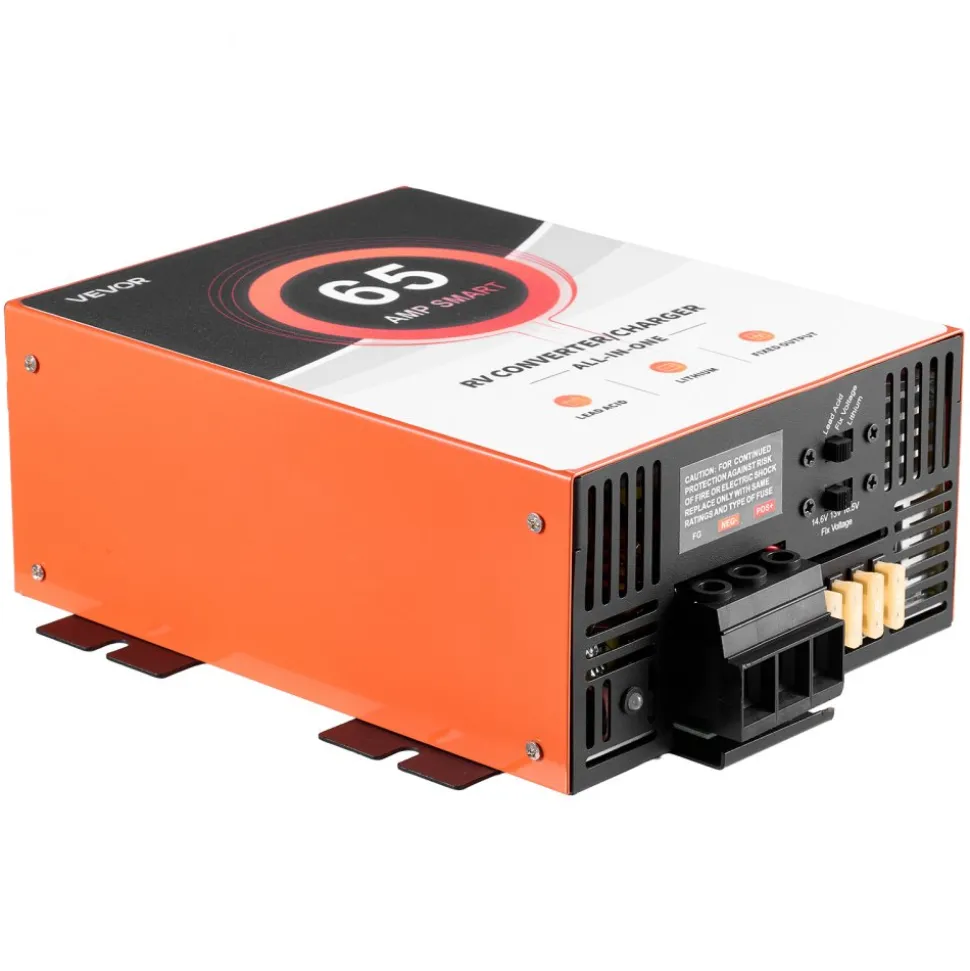 VEVOR RV Power Converter, 65 Amp, 110V AC to 12V DC RV Converter Battery Charger, Multi Stage Smart Charging, 13V to 16.5V Operating Range, Compatible with Lithium & Lead Acid Battery, for Camper