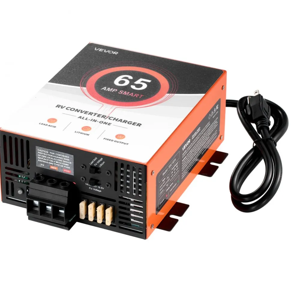 VEVOR RV Power Converter, 65 Amp, 110V AC to 12V DC RV Converter Battery Charger, Multi Stage Smart Charging, 13V to 16.5V Operating Range, Compatible with Lithium & Lead Acid Battery, for Camper