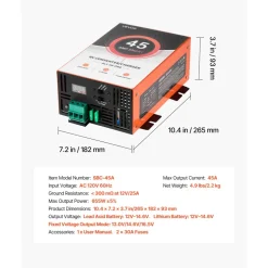 VEVOR RV Power Converter, 45 Amp, 110V AC to 12V DC RV Converter Battery Charger, Multi Stage Smart Charging, 13V to 16.5V Operating Range, Compatible with Lithium & Lead Acid Battery, for Camper