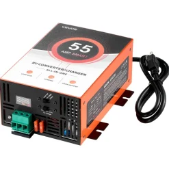 VEVOR RV Power Converter, 55 Amp, 110V AC to 12V DC RV Converter Battery Charger, Multi Stage Smart Charging, 13V to 16.5V Operating Range, Compatible with Lithium & Lead Acid Battery, for Camper