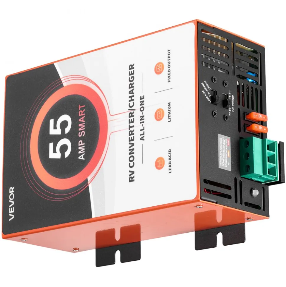 VEVOR RV Power Converter, 55 Amp, 110V AC to 12V DC RV Converter Battery Charger, Multi Stage Smart Charging, 13V to 16.5V Operating Range, Compatible with Lithium & Lead Acid Battery, for Camper