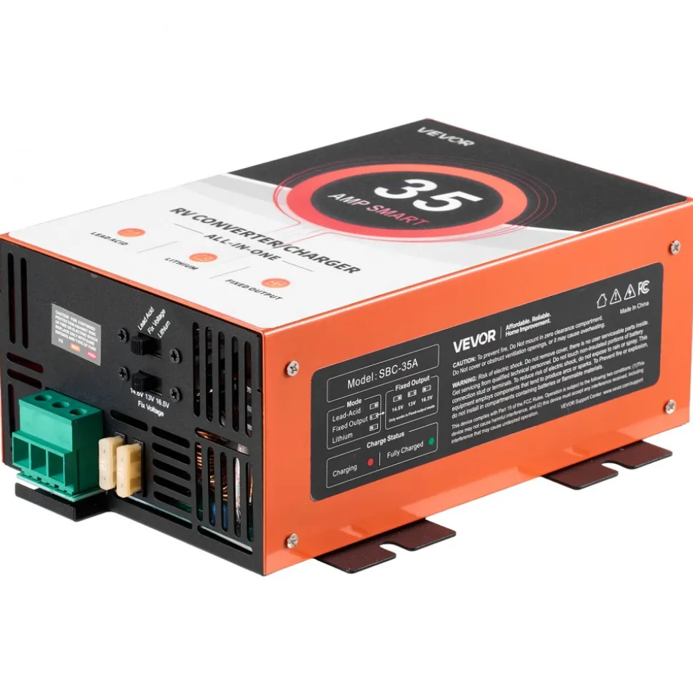 VEVOR RV Power Converter, 35 Amp, 110V AC to 12V DC RV Converter Battery Charger, 4 Stage Smart Charging, 13V to 16.5V Operating Range, Compatible with Lithium Lead Acid Battery, for Camper Trailer