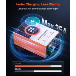 VEVOR RV Power Converter, 35 Amp, 110V AC to 12V DC RV Converter Battery Charger, 4 Stage Smart Charging, 13V to 16.5V Operating Range, Compatible with Lithium Lead Acid Battery, for Camper Trailer