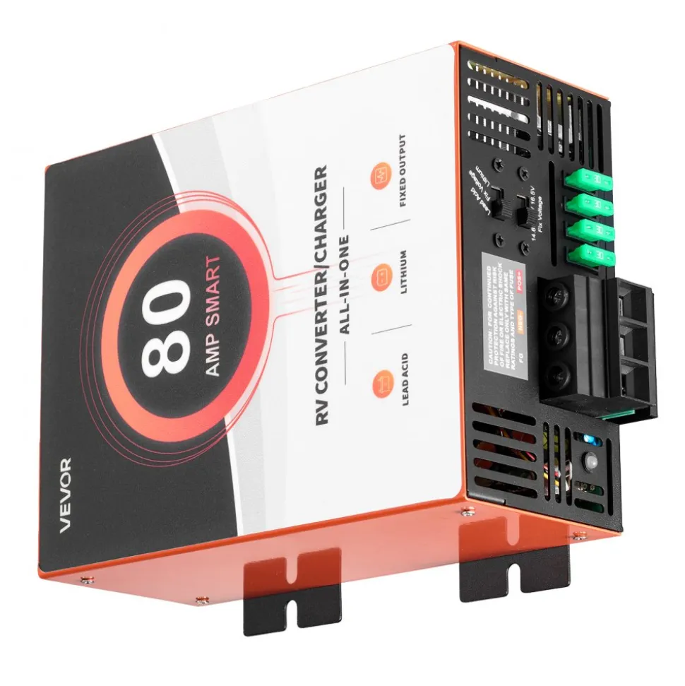 VEVOR RV Power Converter, 80 Amp, 110V AC to 12V DC RV Converter Battery Charger, Multi Stage Smart Charging, 13V to 16.5V Operating Range, Compatible with Lithium & Lead Acid Battery, for Camper