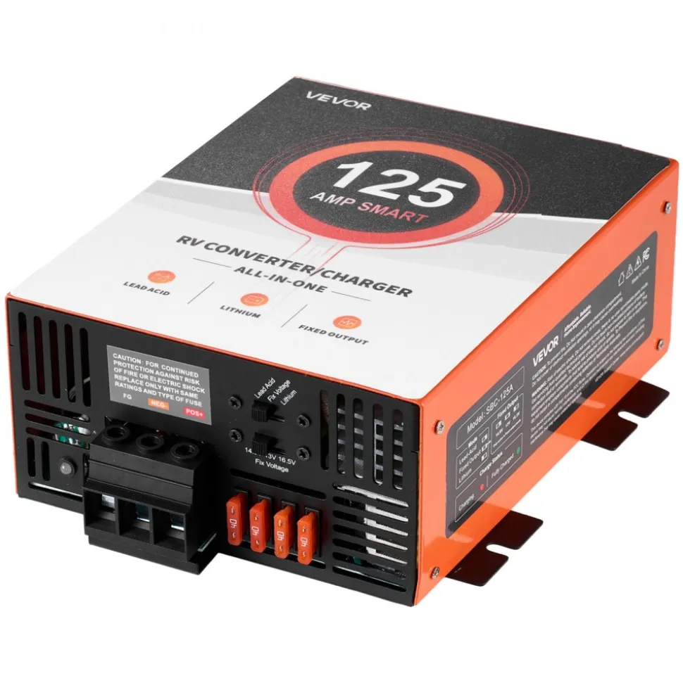 VEVOR RV Power Converter, 125 Amp, 110V AC to 12V DC RV Converter Battery Charger, Multi Stage Smart Charging, 13V to 16.5V Operating Range, Compatible with Lithium & Lead Acid Battery, for Camper