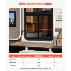 VEVOR RV Screen Door Protector, 24.5 x 20 inch Door Grille, Easy to Install and Disassemble, Reinforced Breathable Protective Mesh, Aluminum Alloy Camper RV Entry Protector for Pet Protection, Black