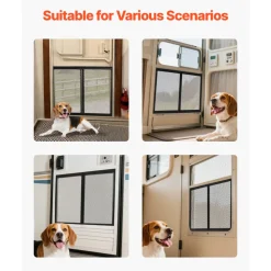 VEVOR RV Screen Door Protector, 24.5 x 20 inch Door Grille, Easy to Install and Disassemble, Reinforced Breathable Protective Mesh, Aluminum Alloy Camper RV Entry Protector for Pet Protection, Black