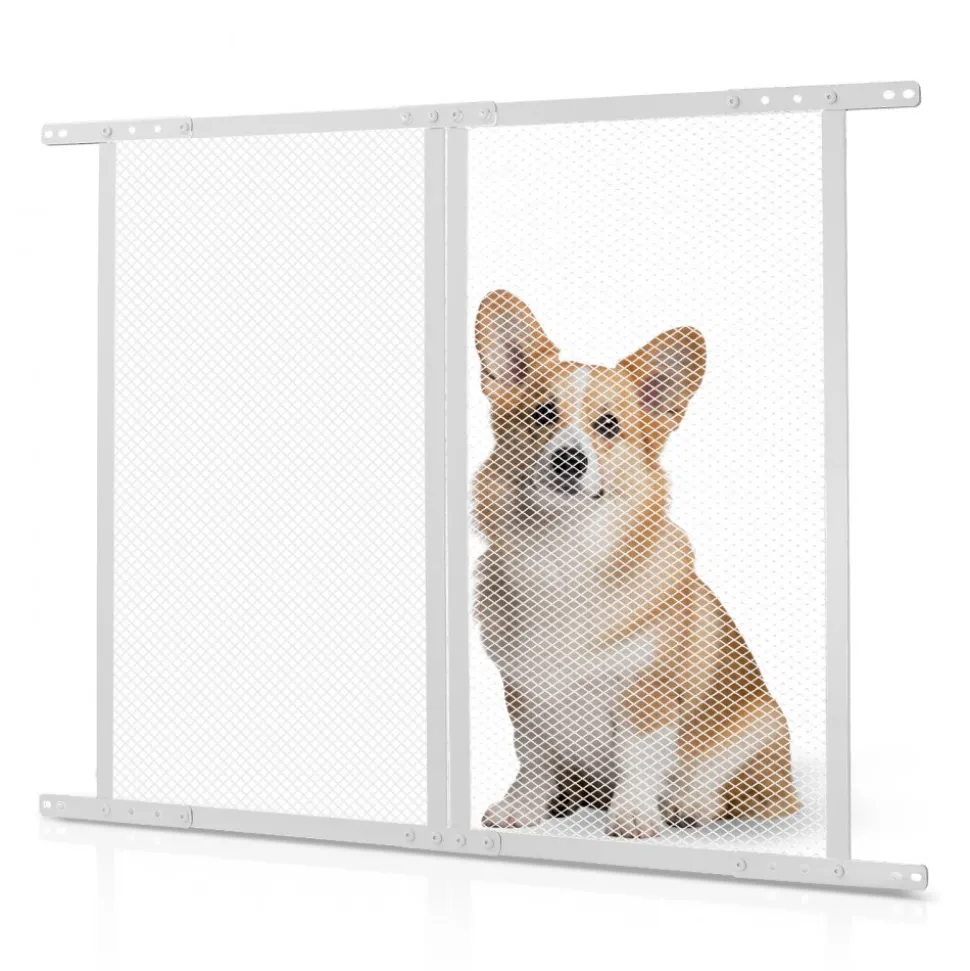 VEVOR RV Screen Door Protector, 28.5 x 31.5 inch Door Grille, Easy to Install and Disassemble, Reinforced Breathable Protective Mesh, Aluminum Alloy Camper RV Entry Protector for Pet Protection, White