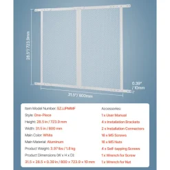 VEVOR RV Screen Door Protector, 28.5 x 31.5 inch Door Grille, Easy to Install and Disassemble, Reinforced Breathable Protective Mesh, Aluminum Alloy Camper RV Entry Protector for Pet Protection, White