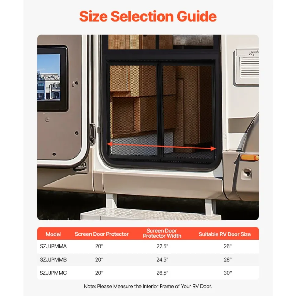 VEVOR RV Screen Door Protector, 26.5 x 20 inch Door Grille, Easy to Install and Disassemble, Reinforced Breathable Protective Mesh, Aluminum Alloy Camper RV Entry Protector for Pet Protection, Black