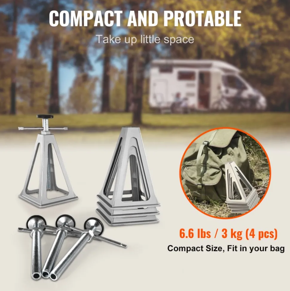 VEVOR RV Stabilizer Jacks, 4 Pack Aluminum RV Leveling Jacks, RV Stack Jacks for RV Travel Trailer Camper, Single Screw Jack Support up to 6000 Lbs, Adjustable from 11 inch to 17 inch