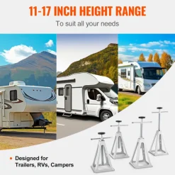 VEVOR RV Stabilizer Jacks, 4 Pack Aluminum RV Leveling Jacks, RV Stack Jacks for RV Travel Trailer Camper, Single Screw Jack Support up to 6000 Lbs, Adjustable from 11 inch to 17 inch