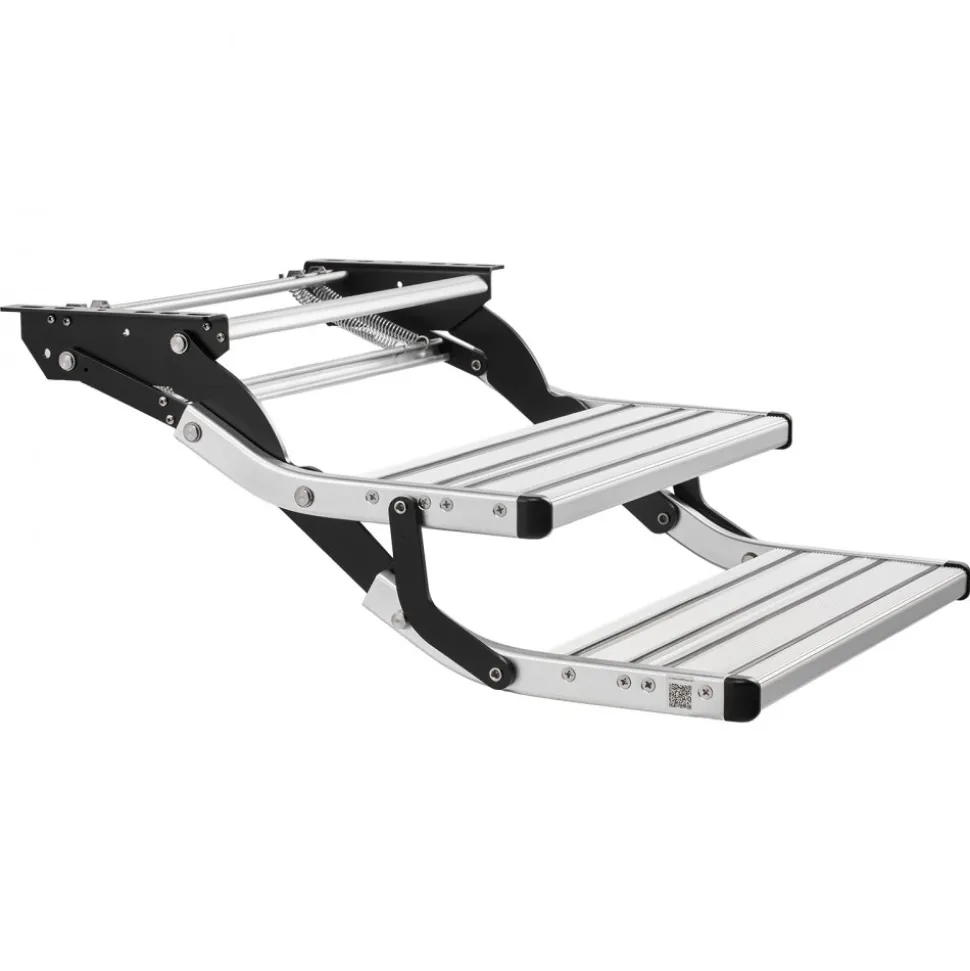 VEVOR RV Steps, 2-Step, 440 lbs Load Capacity, Manual Retractable RV Stairs, Telescopic Folding Aluminum Alloy Camper Steps, Steel Frame Non-Slip Entry Stairs for Camper Van Motorhome Travel Trailer