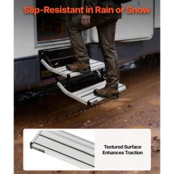VEVOR RV Steps, 2-Step, 440 lbs Load Capacity, Electric Retractable RV Stairs, Telescopic Folding Aluminum Alloy Camper Steps, Steel Frame Non-Slip Entry Stair for Camper Van Motorhome Travel Trailer