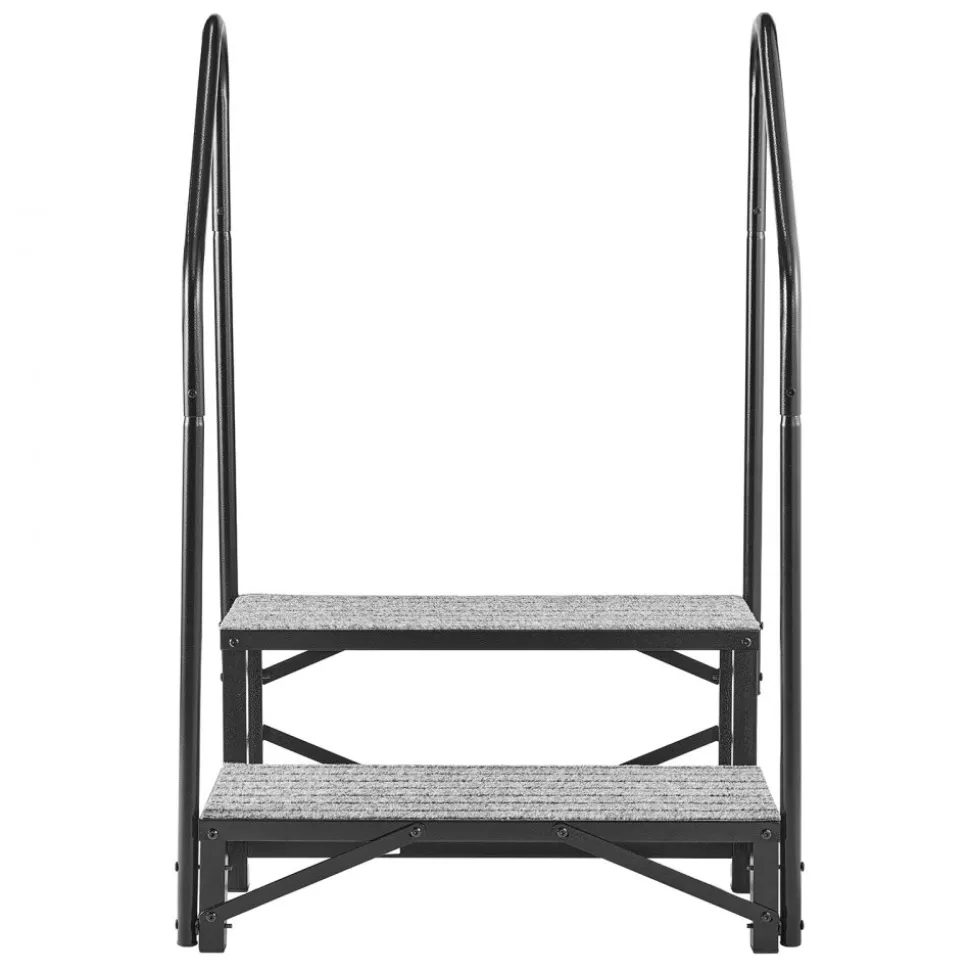 VEVOR RV Steps with Dual Handrails, 2 Steps, 660 lbs Load Capacity, Heavy Duty Outdoor RV Stairs with Non-Slip Mat for Elderly/Pets, Portable Stairs for Hot Tub, Camper, Mobile Home, Porch, Pool, SPA