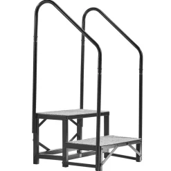 VEVOR RV Steps with Dual Handrails, 2 Steps, 660 lbs Load Capacity, Heavy Duty Outdoor RV Stairs with Non-Slip Mat for Elderly/Pets, Portable Stairs for Hot Tub, Camper, Mobile Home, Porch, Pool, SPA