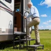 VEVOR RV Steps with Dual Handrails, 3 Steps, 660 lbs Load Capacity, Heavy Duty Outdoor RV Stairs with Non-Slip Mat for Elderly/Pets, Portable Stairs for Hot Tub, Camper, Mobile Home, Porch, Pool, SPA