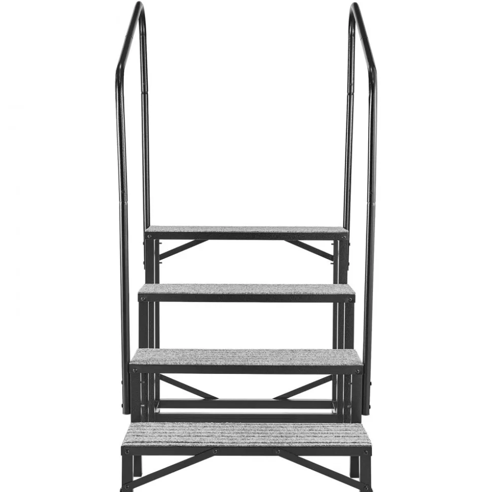 VEVOR RV Steps with Dual Handrails, 4 Steps, 660 lbs Load Capacity, Heavy Duty Outdoor RV Stairs with Non-Slip Mat for Elderly/Pets, Portable Stairs for Hot Tub, Camper, Mobile Home, Porch, Pool, SPA