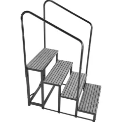 VEVOR RV Steps with Dual Handrails, 4 Steps, 660 lbs Load Capacity, Heavy Duty Outdoor RV Stairs with Non-Slip Mat for Elderly/Pets, Portable Stairs for Hot Tub, Camper, Mobile Home, Porch, Pool, SPA