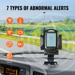 VEVOR RV Tire Pressure Monitoring System, 0-199 PSI Trailer TPMS, Universal Wireless Car Alarm System, Waterproof TPMS Sensors Set with 6 Sensors, 7 Alarm Modes, Real-time Display, Easy to Install