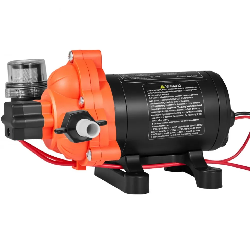 VEVOR RV Water Pump, 12V DC 4 GPM (15.1 L/min), 3-Chamber Self-Priming Diaphragm Water Pump with Automatic Pressure Switch, 40 PSI Max Pressure, On Demand for RV, Caravan, Marine, Yacht, Car Washing