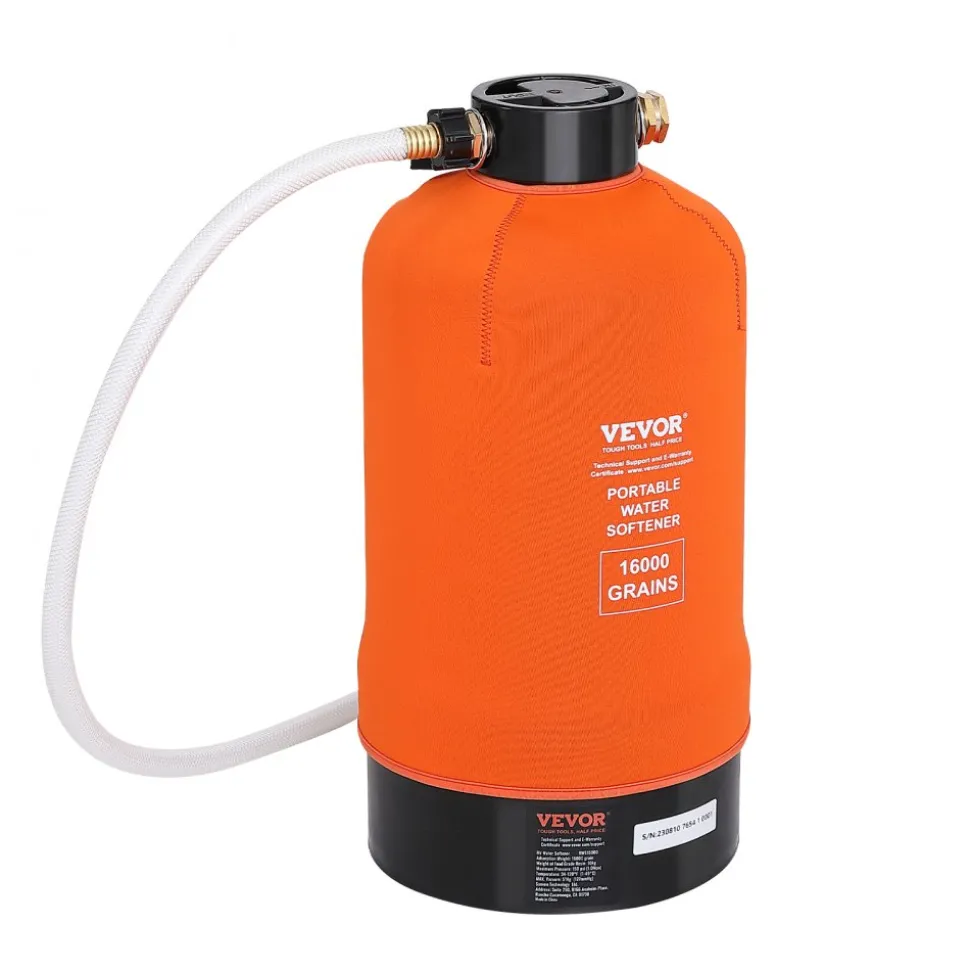 VEVOR RV Water Softener, 16,000 Grain Portable Water Softener, with 3/4" Brass Fittings and 42" Hose, Soften Hard Water Filter System for RVs, Trailers, Boats, Mobile Car Washing, Pressure Washing