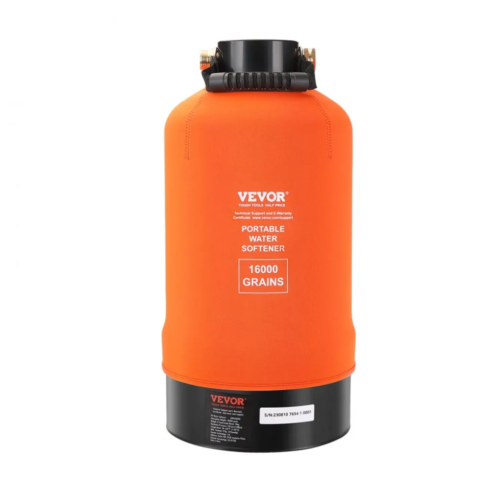 VEVOR RV Water Softener, 16,000 Grain Portable Water Softener, with 3/4" Brass Fittings and 42" Hose, Soften Hard Water Filter System for RVs, Trailers, Boats, Mobile Car Washing, Pressure Washing