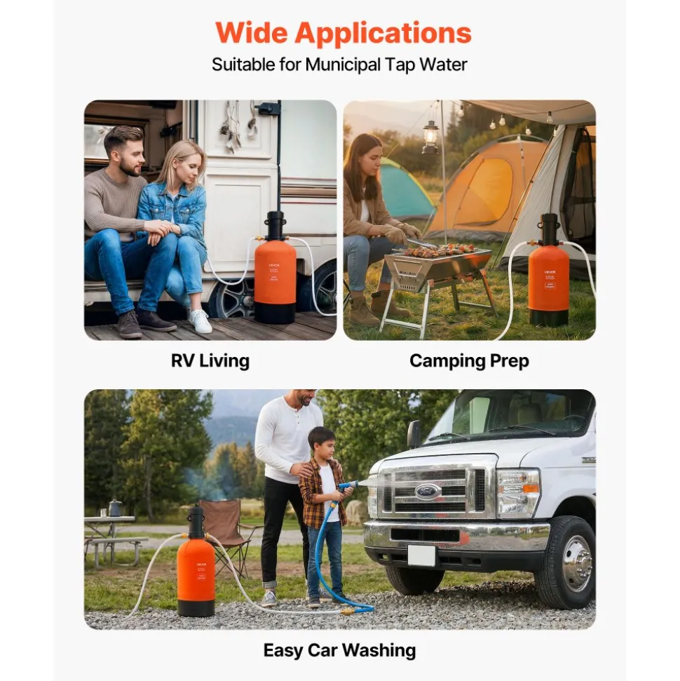 VEVOR RV Water Softener, 12,000 Grain, Portable Water Softener System with NPT 3/4" Fittings, Food-Grade Resin, Quick Connect, Convenient for RVs, Trailers, Boats, Mobile Car Washing, Pressure Washing