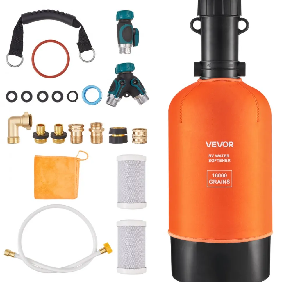 VEVOR RV Water Softener, 12,000 Grain, Portable Water Softener System with NPT 3/4" Fittings, Food-Grade Resin, Quick Connect, Convenient for RVs, Trailers, Boats, Mobile Car Washing, Pressure Washing