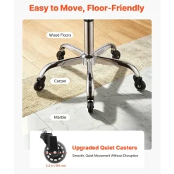 VEVOR Saddle Stool with Back Support, 500 lbs Weight Capacity, Height Adjustable, Quiet Casters, Ergonomic PU Leather Seat, 360° Swivel Saddle Stool Rolling Chair for Salon, Spa, Bar, Medical, Black