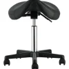 VEVOR Saddle Stool with Wheels, 400 LBS Weight Capacity, Height Adjustable Thickened PU Leather Swivel Saddle Stool Chair for Salon, Spa, Tattoo, Clinic, Black