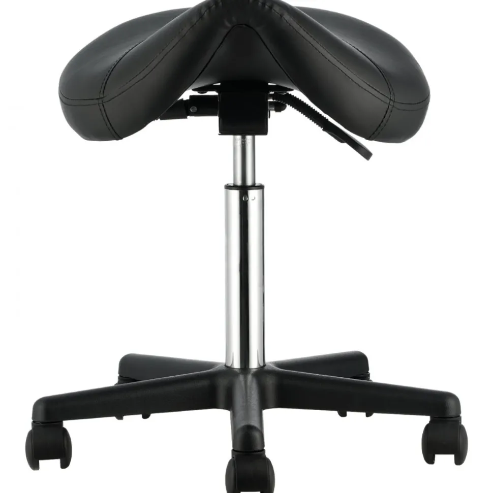 VEVOR Saddle Stool with Wheels, 400 LBS Weight Capacity, Height Adjustable Thickened PU Leather Swivel Saddle Stool Chair for Salon, Spa, Tattoo, Clinic, Black