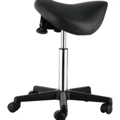VEVOR Saddle Stool with Wheels, 400 LBS Weight Capacity, Height Adjustable Thickened PU Leather Swivel Saddle Stool Chair for Salon, Spa, Tattoo, Clinic, Black