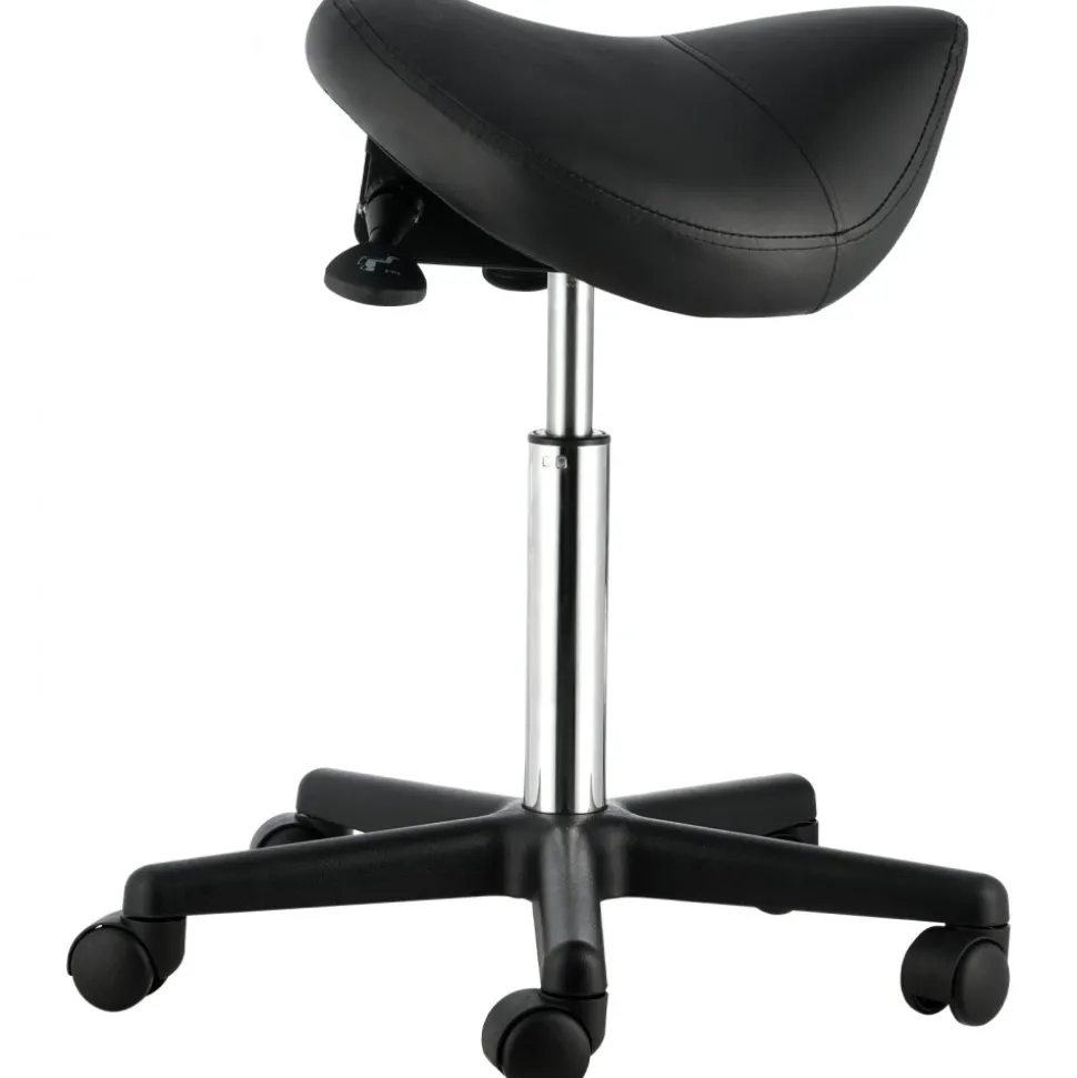 VEVOR Saddle Stool with Wheels, 400 LBS Weight Capacity, Height Adjustable Thickened PU Leather Swivel Saddle Stool Chair for Salon, Spa, Tattoo, Clinic, Black