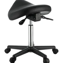 VEVOR Saddle Stool with Wheels, 400 LBS Weight Capacity, Height Adjustable Thickened PU Leather Swivel Saddle Stool Chair for Salon, Spa, Tattoo, Clinic, Black