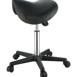 VEVOR Saddle Stool with Wheels, 400 LBS Weight Capacity, Height Adjustable Thickened PU Leather Swivel Saddle Stool Chair for Salon, Spa, Tattoo, Clinic, Black