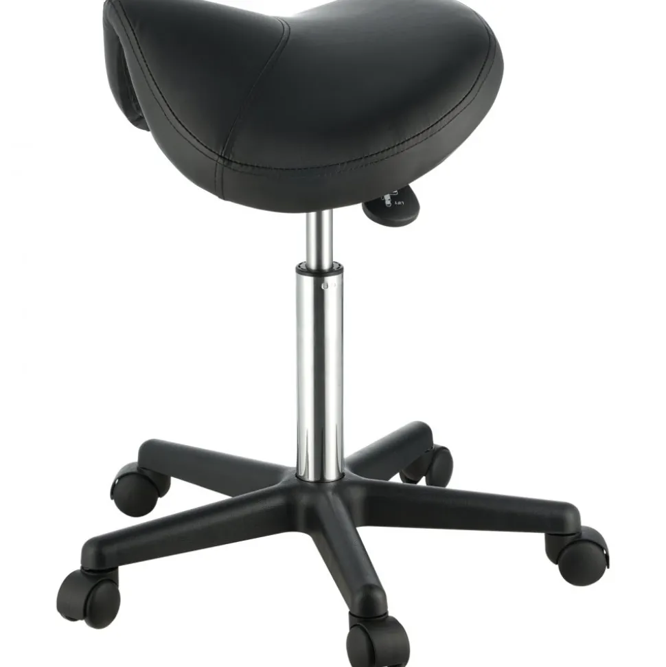 VEVOR Saddle Stool with Wheels, 400 LBS Weight Capacity, Height Adjustable Thickened PU Leather Swivel Saddle Stool Chair for Salon, Spa, Tattoo, Clinic, Black