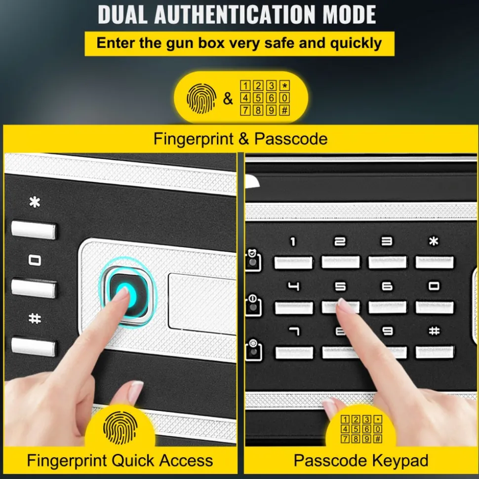 VEVOR Safe Box, 2.1 CU.FT Fingerprint Safe Box for Money with 2 Keys & Digital Keypad, Q235 Steel Safe Box for Storing Cash, Jewelry, Pistols, Documents, Watches in Home & Office & Hotel