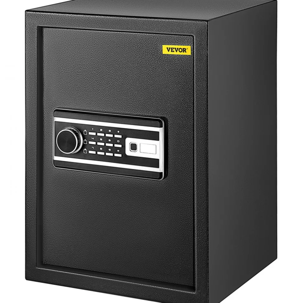 VEVOR Safe Box, 2.1 CU.FT Fingerprint Safe Box for Money with 2 Keys & Digital Keypad, Q235 Steel Safe Box for Storing Cash, Jewelry, Pistols, Documents, Watches in Home & Office & Hotel