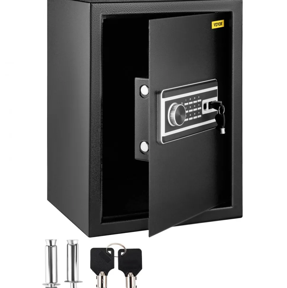 VEVOR Safe Box, 2.1 CU.FT Fingerprint Safe Box for Money with 2 Keys & Digital Keypad, Q235 Steel Safe Box for Storing Cash, Jewelry, Pistols, Documents, Watches in Home & Office & Hotel