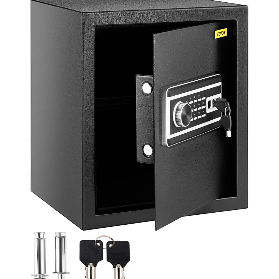 VEVOR Safe Box, 1.7 CU.FT Fingerprint Safe Box for Money with 2 Keys & Digital Keypad, Q235 Steel Safe Box for Storing Cash, Jewelry, Pistols, Documents, Watches in Home & Office & Hotel