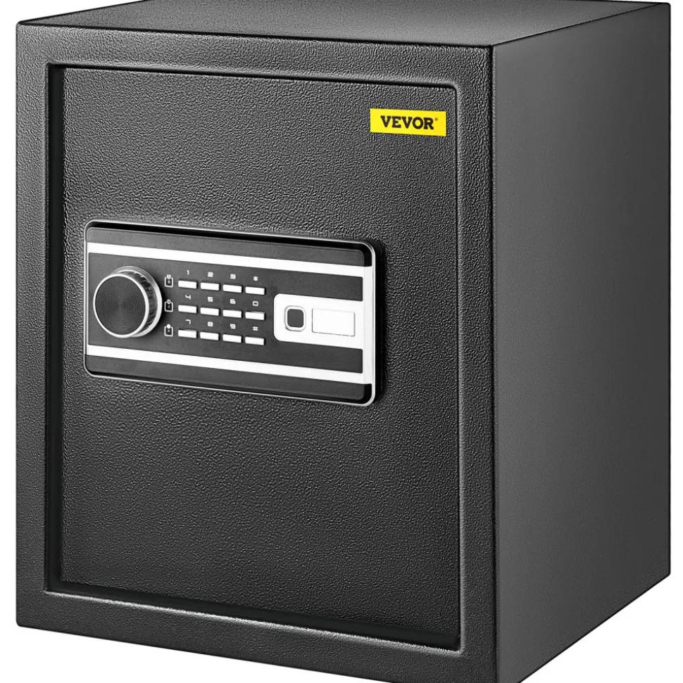 VEVOR Safe Box, 1.7 CU.FT Fingerprint Safe Box for Money with 2 Keys & Digital Keypad, Q235 Steel Safe Box for Storing Cash, Jewelry, Pistols, Documents, Watches in Home & Office & Hotel