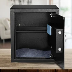 VEVOR Safe Box, 1.7 CU.FT Fingerprint Safe Box for Money with 2 Keys & Digital Keypad, Q235 Steel Safe Box for Storing Cash, Jewelry, Pistols, Documents, Watches in Home & Office & Hotel