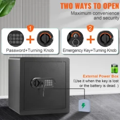 VEVOR Safe, 1.8 Cubic Feet Home Safe, Steel Security Safe with Digital Keypad and 2 Keys, Cabinet Safe with Fire-proof Bag, Protect Cash, Gold, Jewelry, Documents for Home, Hotel, 15.8x13x16.9 inches