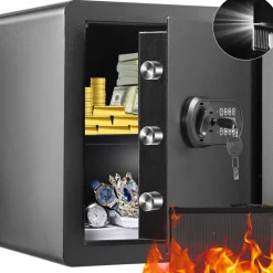 VEVOR Safe, 1.8 Cubic Feet Home Safe, Steel Security Safe with Digital Keypad and 2 Keys, Cabinet Safe with Fire-proof Bag, Protect Cash, Gold, Jewelry, Documents for Home, Hotel, 15.8x13x16.9 inches