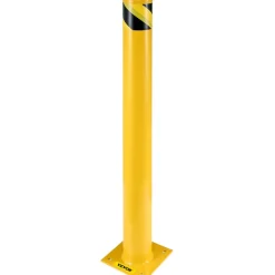 VEVOR Safety Bollard, 48 Inch Height Bollard Post, 5.5 Inch Diameter Steel Pipe Safety Bollard Post, Yellow Steel Bollard, Steel Safety Bollard with 8 Anchor Bolts, Perfect for Traffic-Sensitive Area