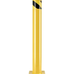 VEVOR Safety Bollard, 36 Inch Height Bollard Post, 4.5 Inch Diameter Steel Pipe Safety Bollard Post, Yellow Steel Bollard, Steel Safety Bollard with 8 Anchor Bolts, Perfect for Traffic-Sensitive Area
