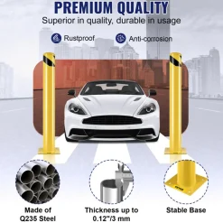 VEVOR Safety Bollard, 36 Inch Height Bollard Post, 4.5 Inch Diameter Steel Pipe Safety Bollard Post, Yellow Steel Bollard, Steel Safety Bollard with 8 Anchor Bolts, Perfect for Traffic-Sensitive Area