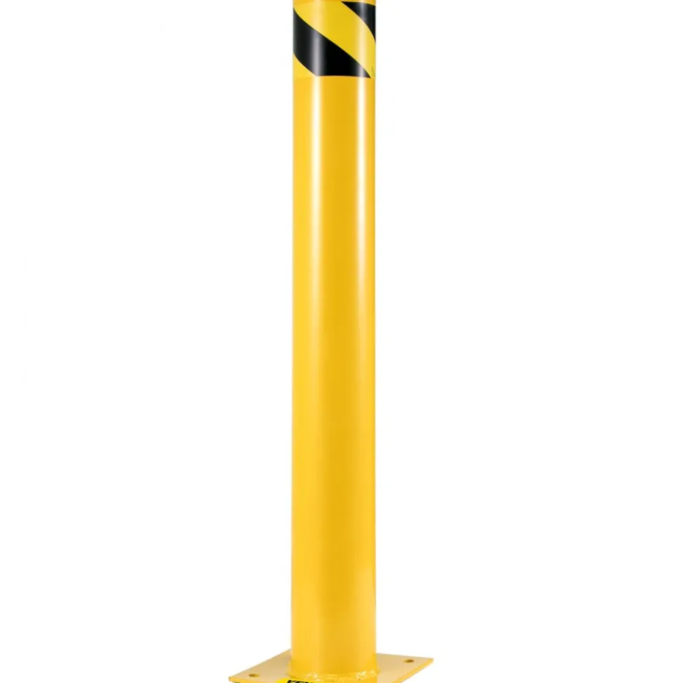 VEVOR Safety Bollard, 36 Inch Height Bollard Post, 5.5 Inch Diameter Steel Pipe Safety Bollard Post, Yellow Steel Bollard, Steel Safety Bollard with 8 Anchor Bolts, Perfect for Traffic-Sensitive Area