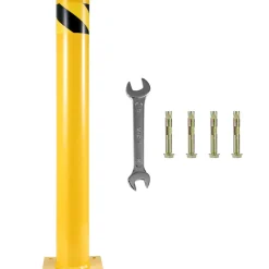 VEVOR Safety Bollard, 36 Inch Height Bollard Post, 5.5 Inch Diameter Steel Pipe Safety Bollard Post, Yellow Steel Bollard, Steel Safety Bollard with 8 Anchor Bolts, Perfect for Traffic-Sensitive Area